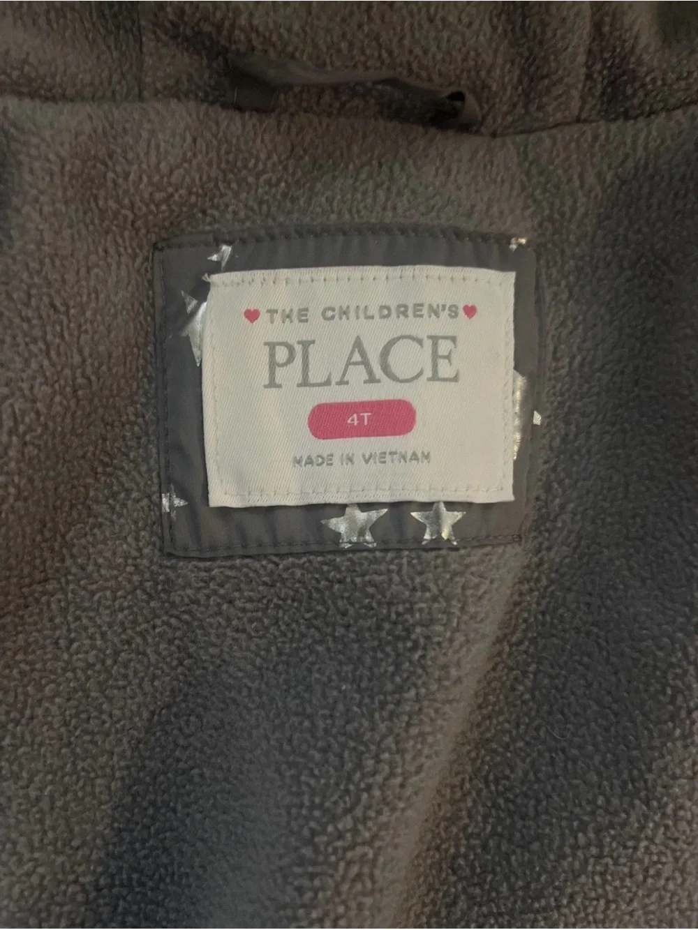 The Children's Place Gray Star-Print Puffer Coat with Faux-Fur Hood